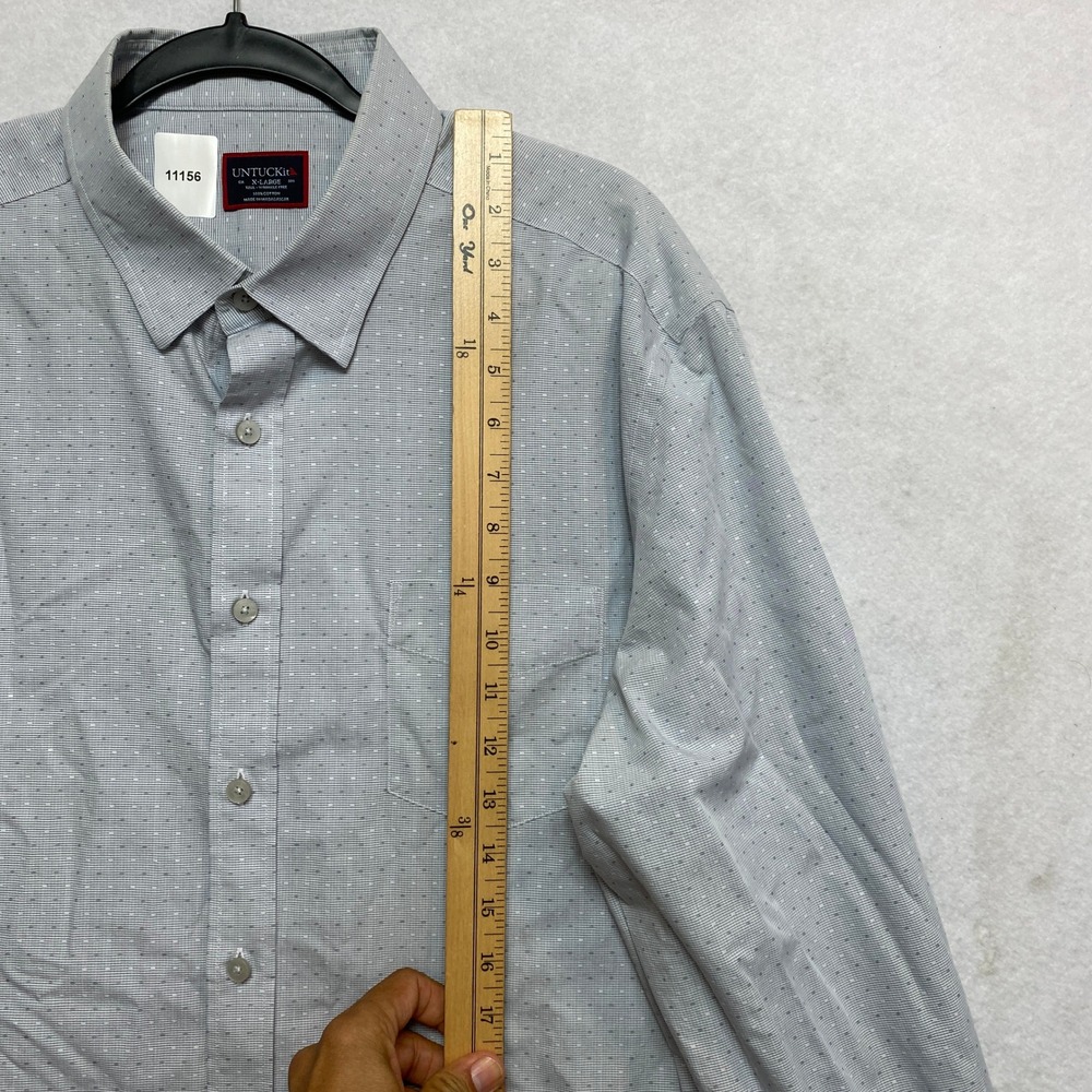UNTUCKit Shirt Mens XL Tall Grey Tresor Wrinkle Free Dotted 41127 Button Down - Picture 2 of 10